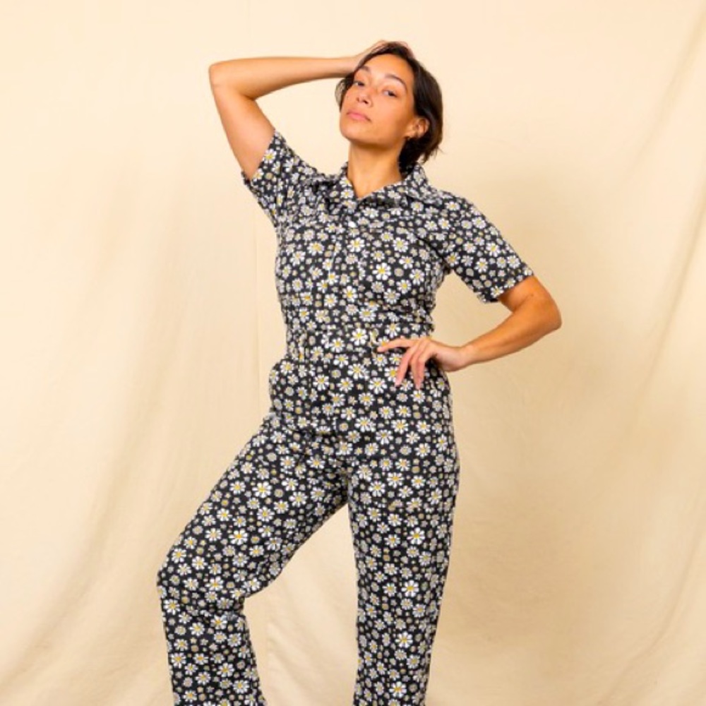 Big Bud Press Shortsleeve Jumpsuit Lazy Daisy Print